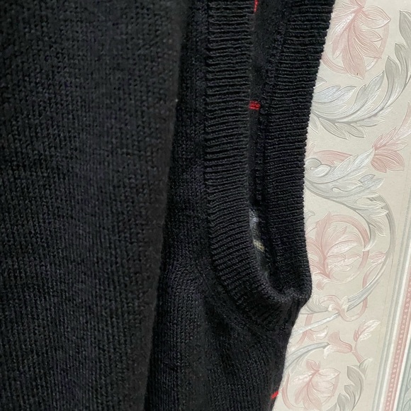 VINTAGE Clark Gregory Sweater Men MED Black Vest Cardigan Argyle Scotland - Picture 13 of 14